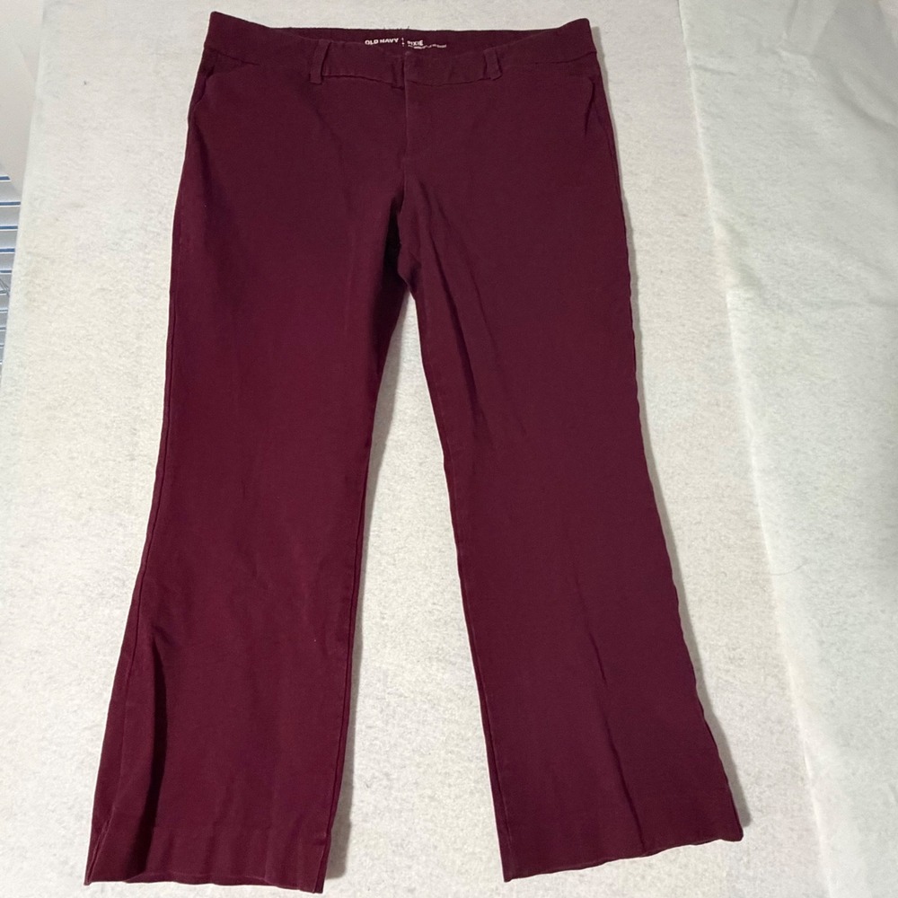 Old Navy Pixie Mid-Rise Burgundy Stretch Ankle Pants Size 14 Regular